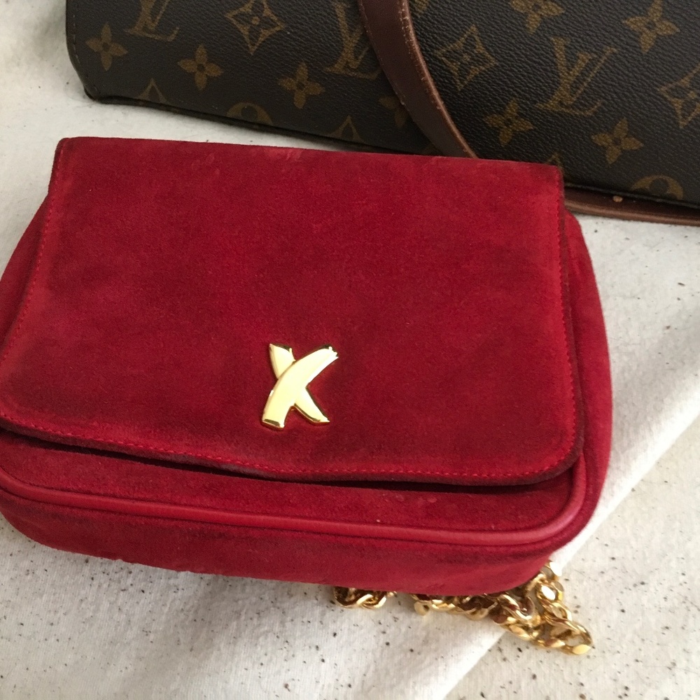 Paloma Picasso red suede sholder bag